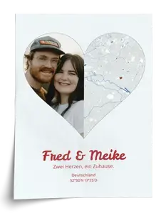 Herz-Fotocollage mit Stadtkarte gestalten – euer Foto & Ort im Split-Design