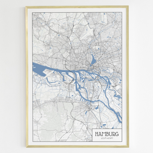 Carte de Hambourg Minimaliste - Cadeau Idéal pour Amoureux de la Ville