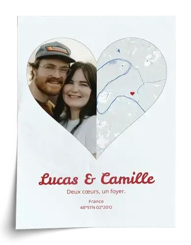 Cœur photo & plan de ville personnalisé