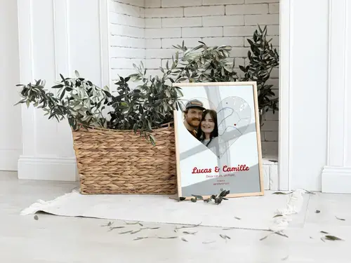 Cœur photo & plan de ville personnalisé