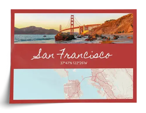 Fotokarte Stadtfoto & Stadtkarte mit Koordinaten